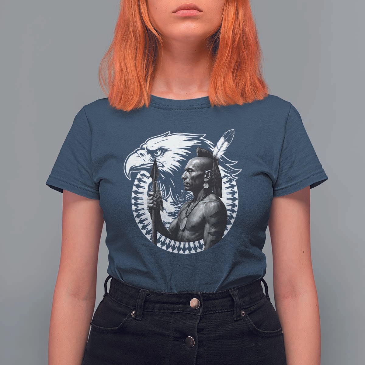 Mohawk Warrior Tribe T Shirt For Women Native American Haudenosaunee Pride Vintage Eagle - Wonder Print Shop