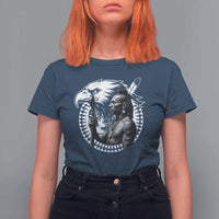 Mohawk Warrior Tribe T Shirt For Women Native American Haudenosaunee Pride Vintage Eagle - Wonder Print Shop