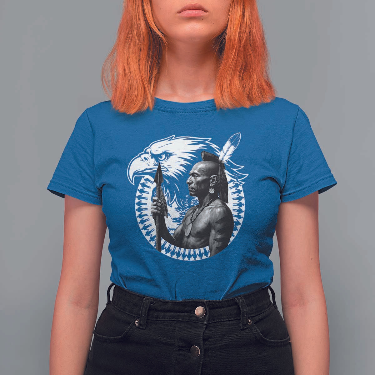 Mohawk Warrior Tribe T Shirt For Women Native American Haudenosaunee Pride Vintage Eagle - Wonder Print Shop
