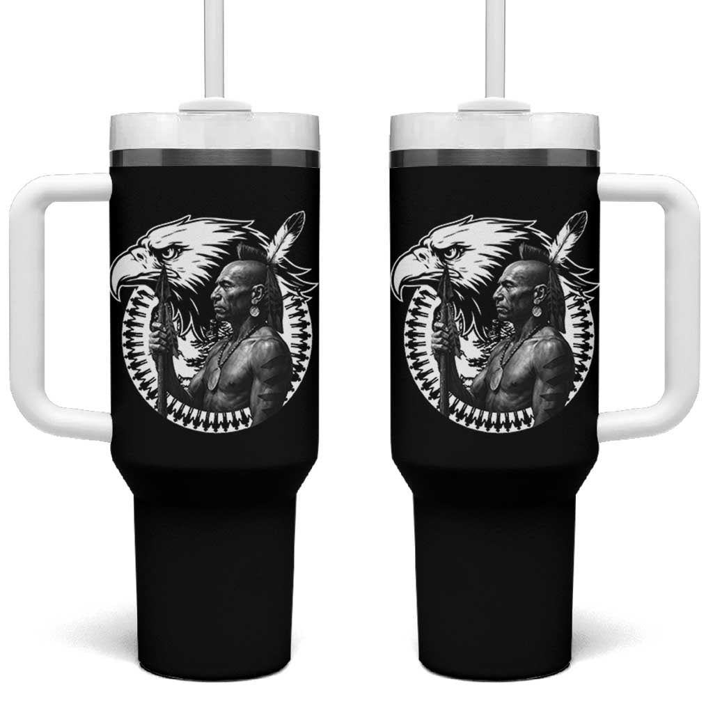 Mohawk Warrior Tribe Tumbler With Handle Native American Haudenosaunee Pride Vintage Eagle - Wonder Print Shop
