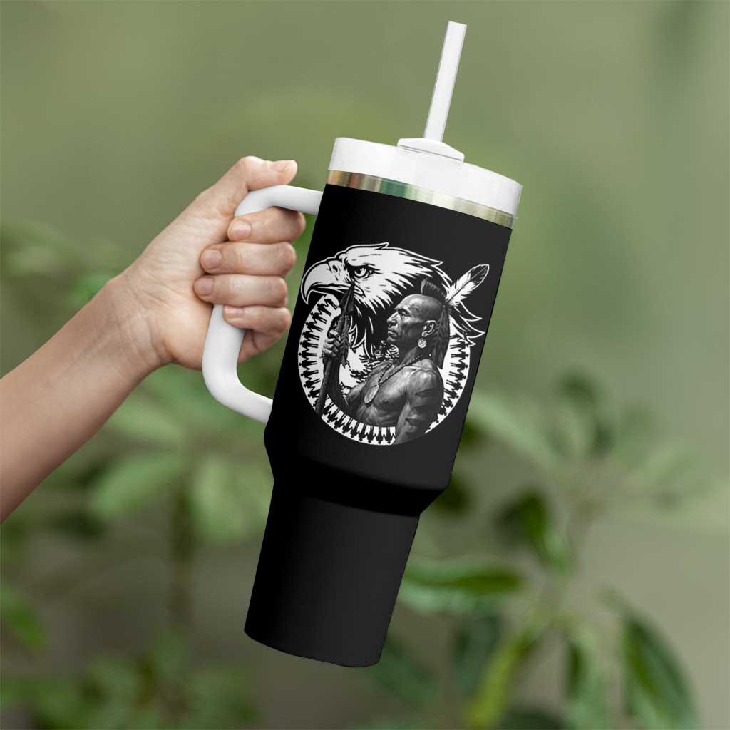 Mohawk Warrior Tribe Tumbler With Handle Native American Haudenosaunee Pride Vintage Eagle - Wonder Print Shop