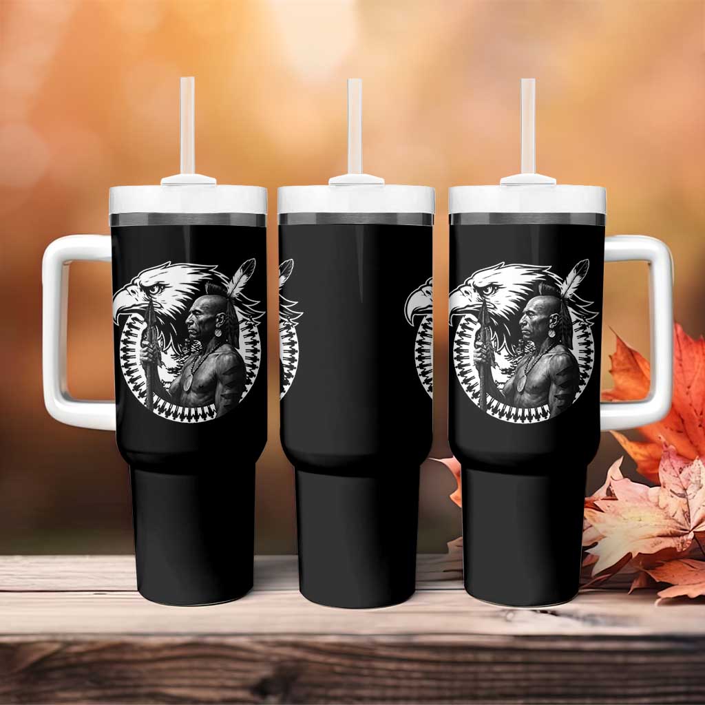 Mohawk Warrior Tribe Tumbler With Handle Native American Haudenosaunee Pride Vintage Eagle - Wonder Print Shop