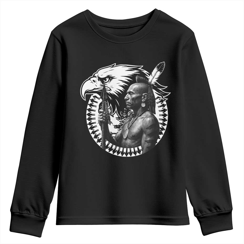 Mohawk Warrior Tribe Youth Sweatshirt Native American Haudenosaunee Pride Vintage Eagle - Wonder Print Shop