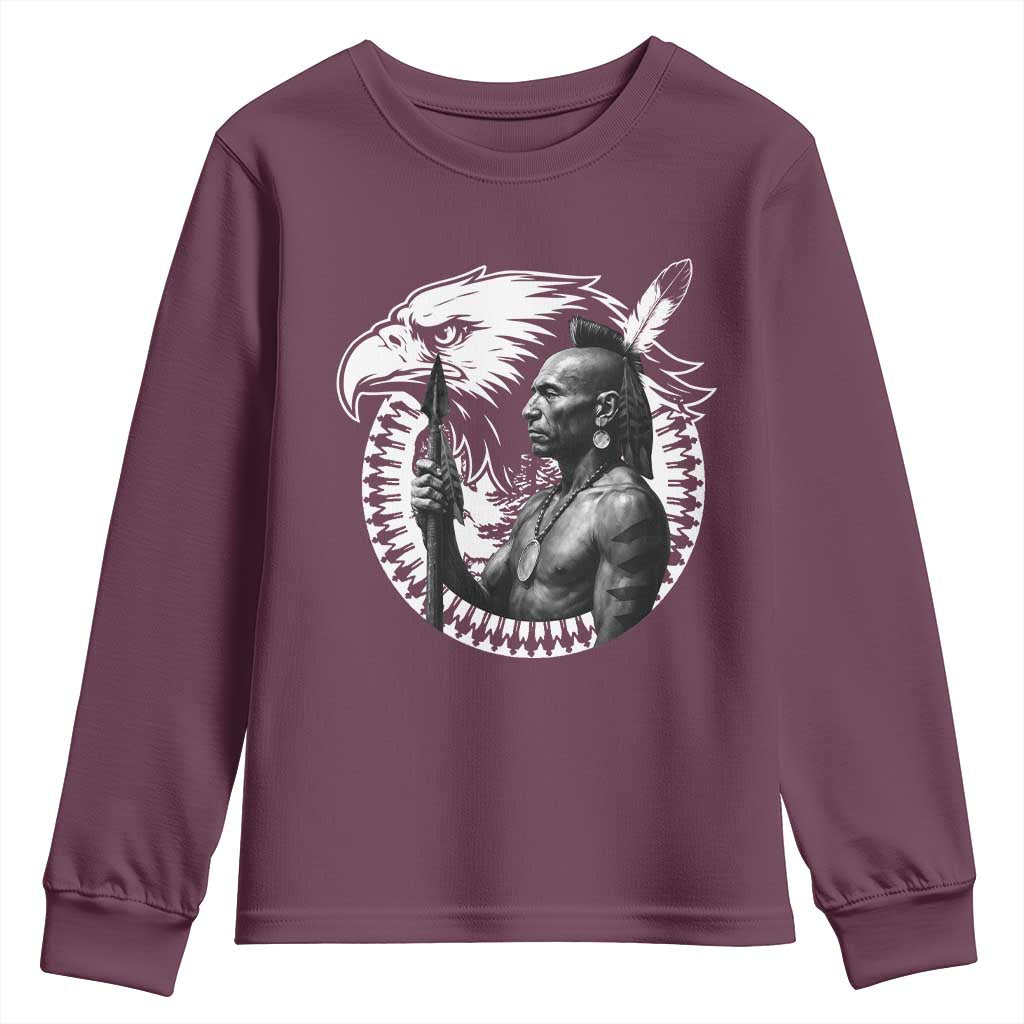 Mohawk Warrior Tribe Youth Sweatshirt Native American Haudenosaunee Pride Vintage Eagle - Wonder Print Shop
