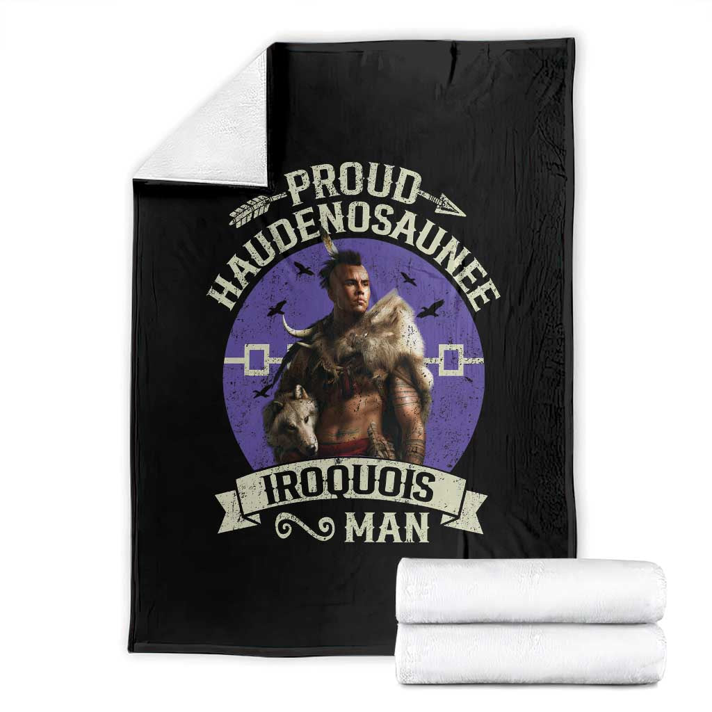 Proud Haudenosaunee Iroquois Man Throw Blanket Mohawk Tribe Native American - Wonder Print Shop
