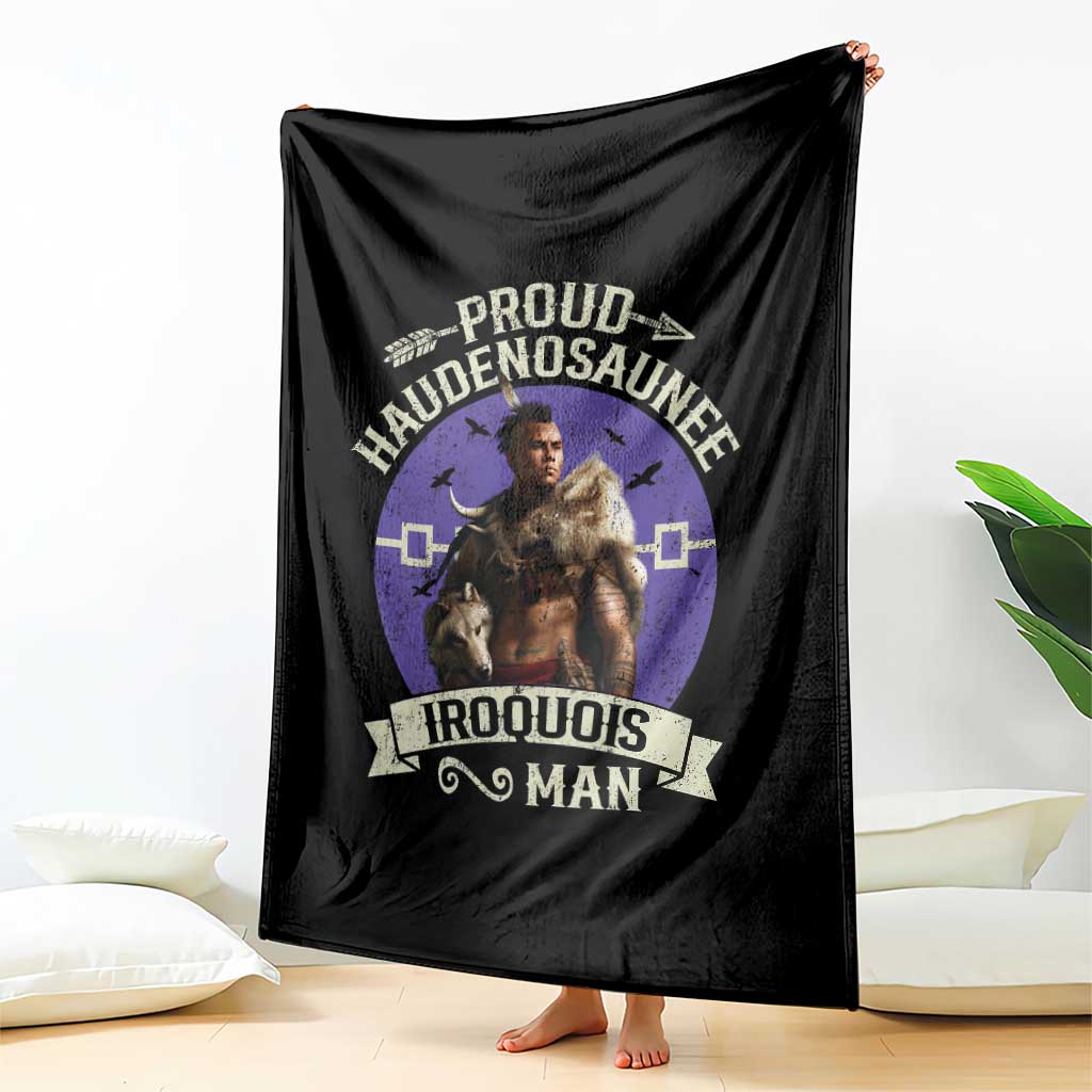 Proud Haudenosaunee Iroquois Man Throw Blanket Mohawk Tribe Native American - Wonder Print Shop