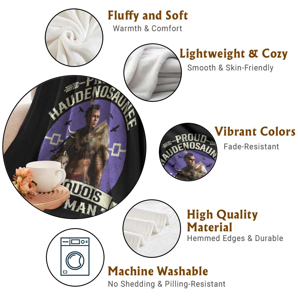 Proud Haudenosaunee Iroquois Man Throw Blanket Mohawk Tribe Native American - Wonder Print Shop