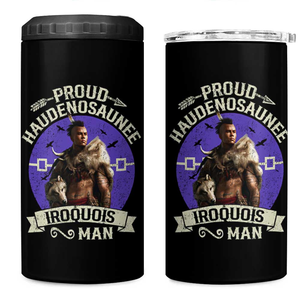 Proud Haudenosaunee Iroquois Man 4 in 1 Can Cooler Tumbler Mohawk Tribe Native American - Wonder Print Shop