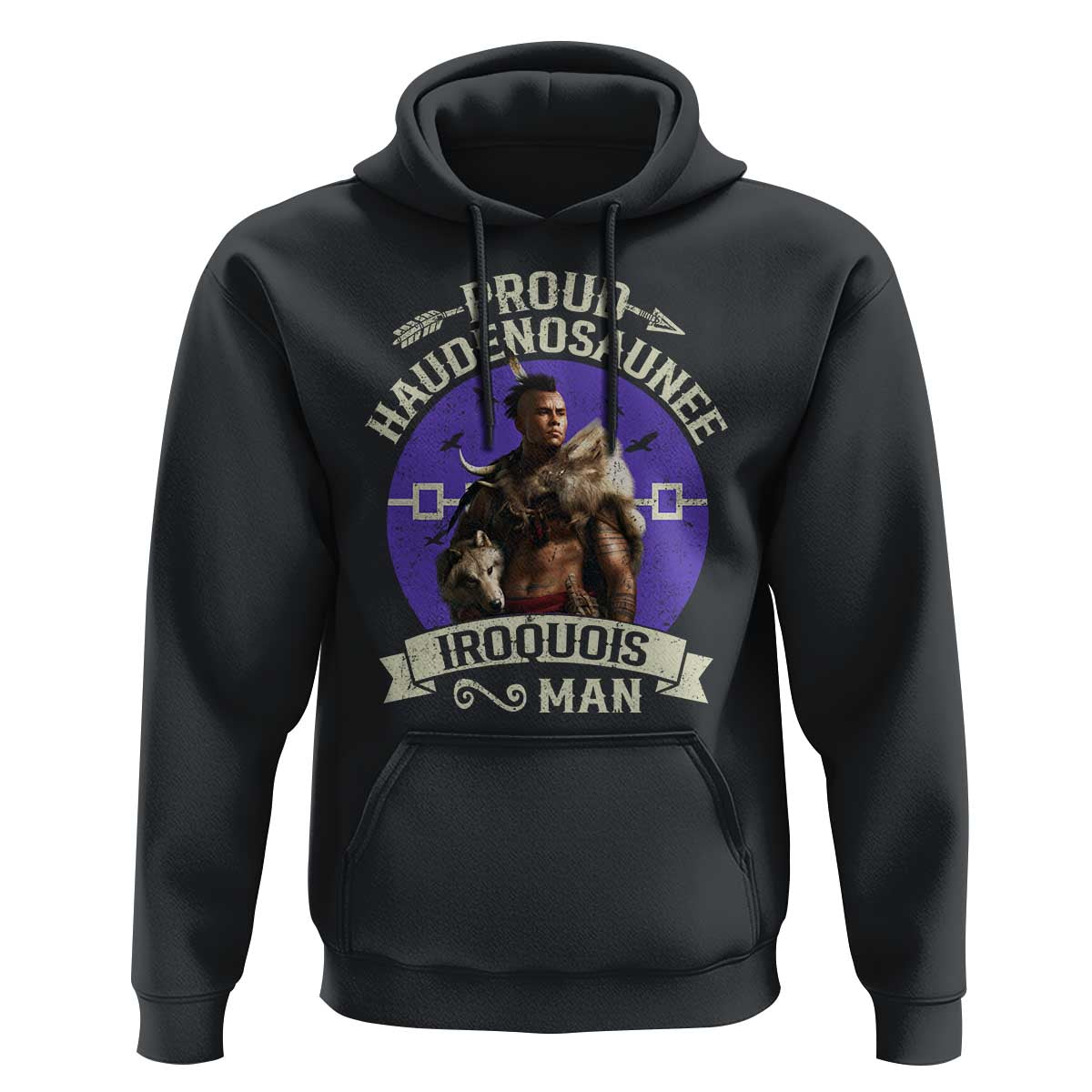 Proud Haudenosaunee Iroquois Man Hoodie Mohawk Tribe Native American - Wonder Print Shop