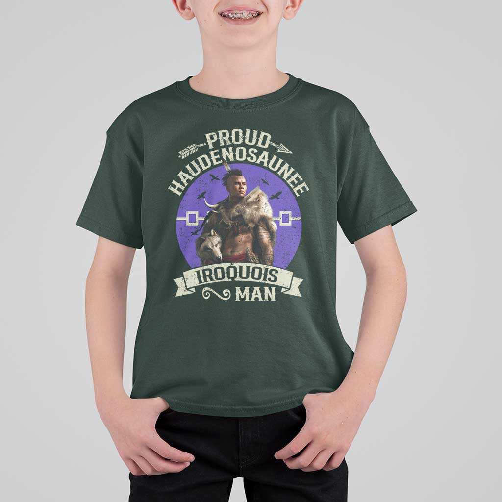 Proud Haudenosaunee Iroquois Man T Shirt For Kid Mohawk Tribe Native American - Wonder Print Shop