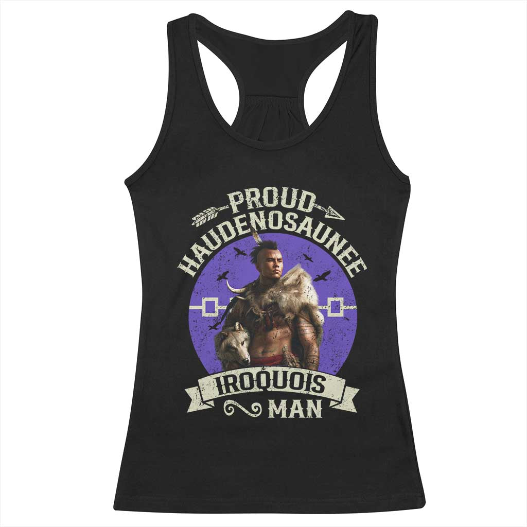 Proud Haudenosaunee Iroquois Man Racerback Tank Top Mohawk Tribe Native American - Wonder Print Shop