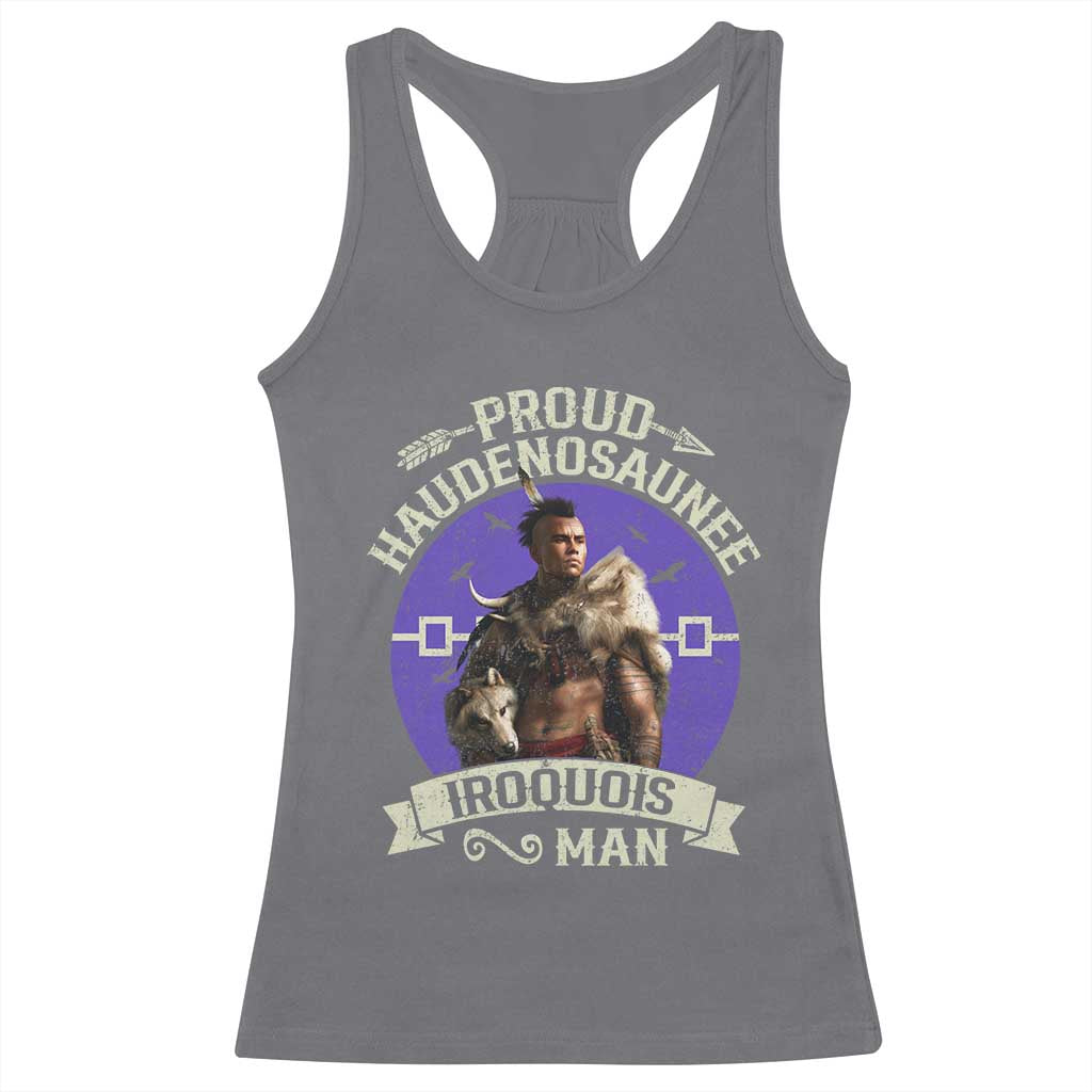 Proud Haudenosaunee Iroquois Man Racerback Tank Top Mohawk Tribe Native American - Wonder Print Shop