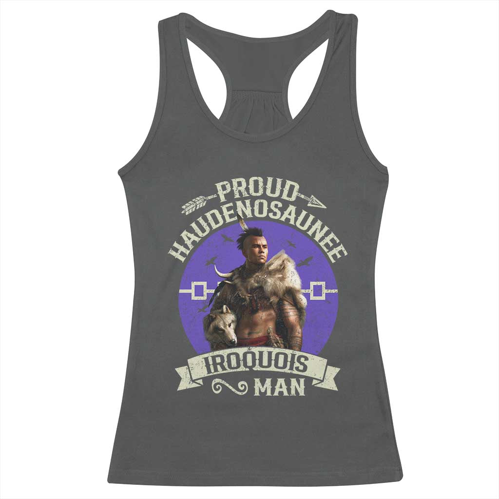 Proud Haudenosaunee Iroquois Man Racerback Tank Top Mohawk Tribe Native American - Wonder Print Shop