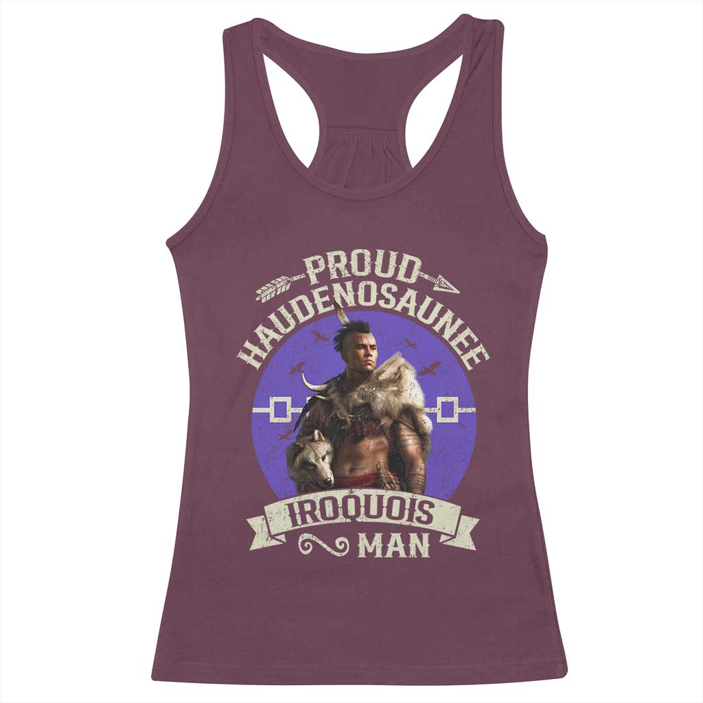 Proud Haudenosaunee Iroquois Man Racerback Tank Top Mohawk Tribe Native American - Wonder Print Shop