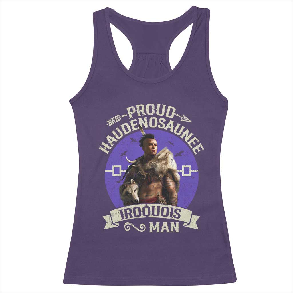 Proud Haudenosaunee Iroquois Man Racerback Tank Top Mohawk Tribe Native American - Wonder Print Shop