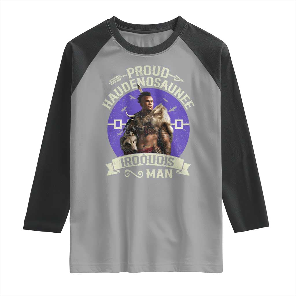 Proud Haudenosaunee Iroquois Man Raglan Shirt Mohawk Tribe Native American - Wonder Print Shop