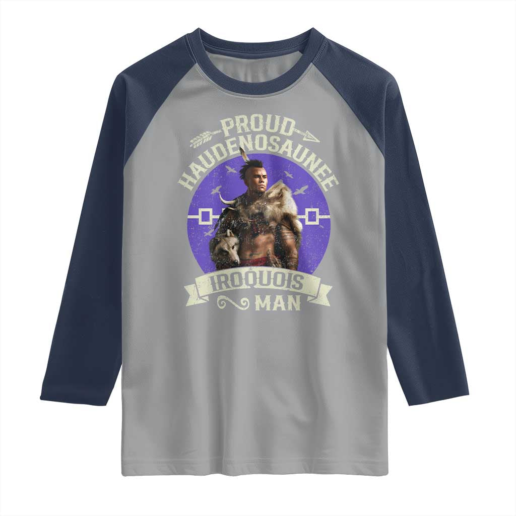 Proud Haudenosaunee Iroquois Man Raglan Shirt Mohawk Tribe Native American - Wonder Print Shop