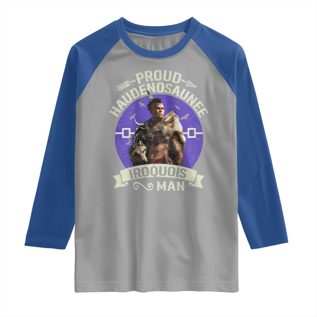Proud Haudenosaunee Iroquois Man Raglan Shirt Mohawk Tribe Native American - Wonder Print Shop