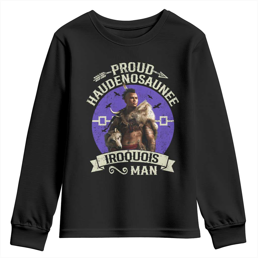 Proud Haudenosaunee Iroquois Man Youth Sweatshirt Mohawk Tribe Native American - Wonder Print Shop