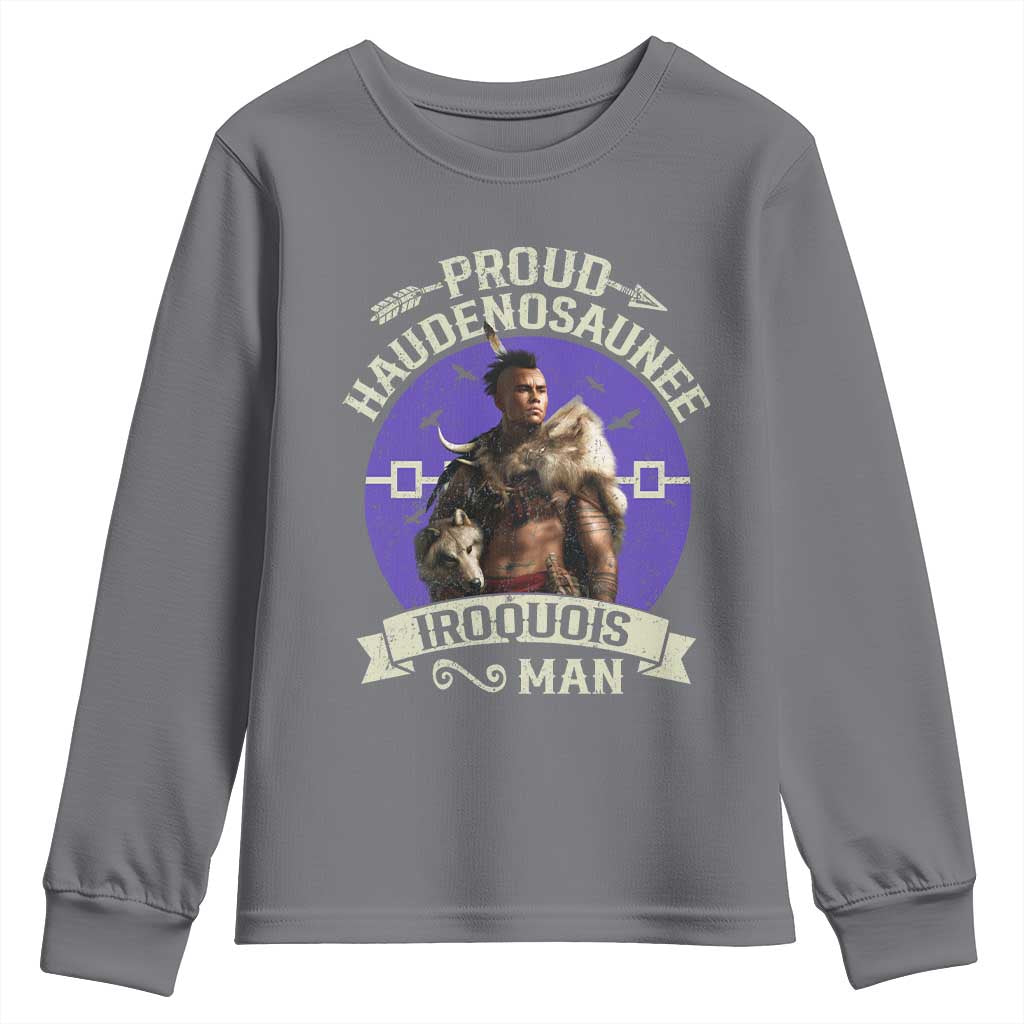 Proud Haudenosaunee Iroquois Man Youth Sweatshirt Mohawk Tribe Native American - Wonder Print Shop