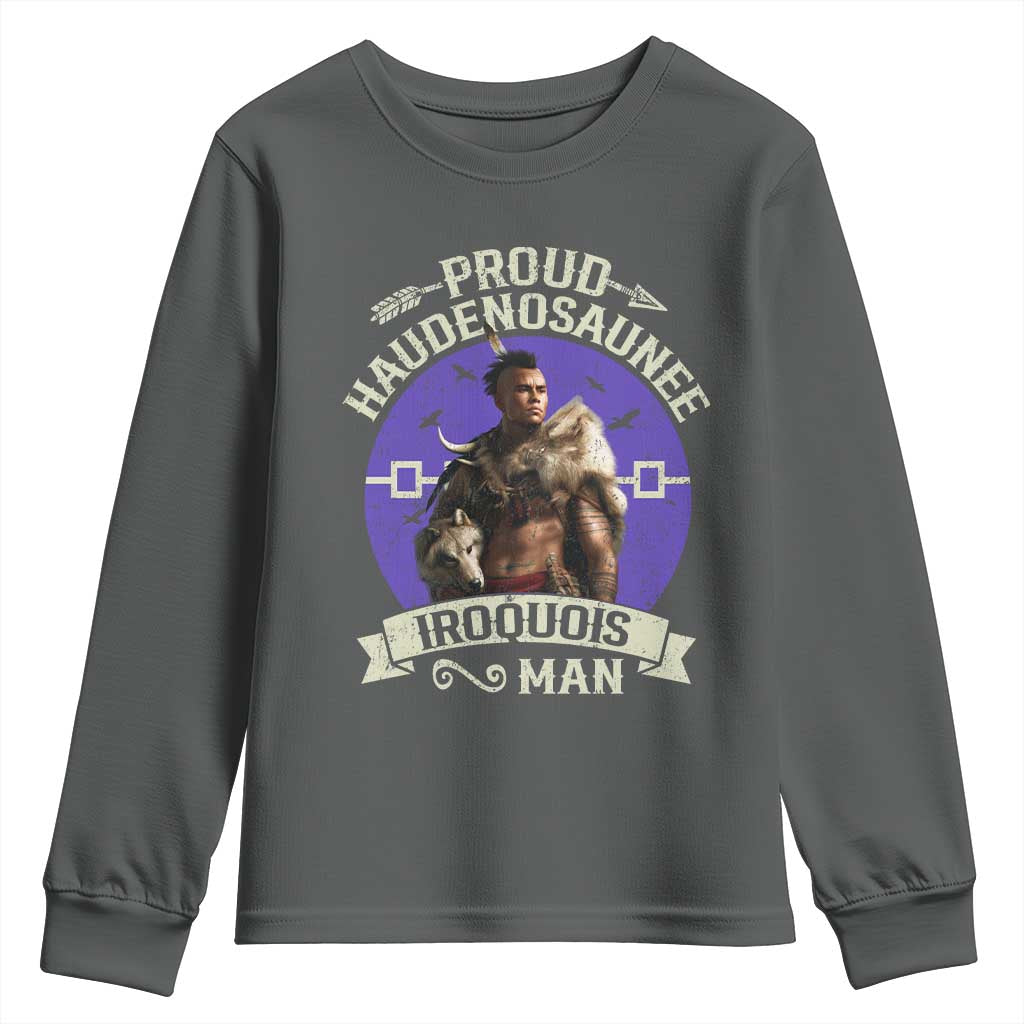 Proud Haudenosaunee Iroquois Man Youth Sweatshirt Mohawk Tribe Native American - Wonder Print Shop