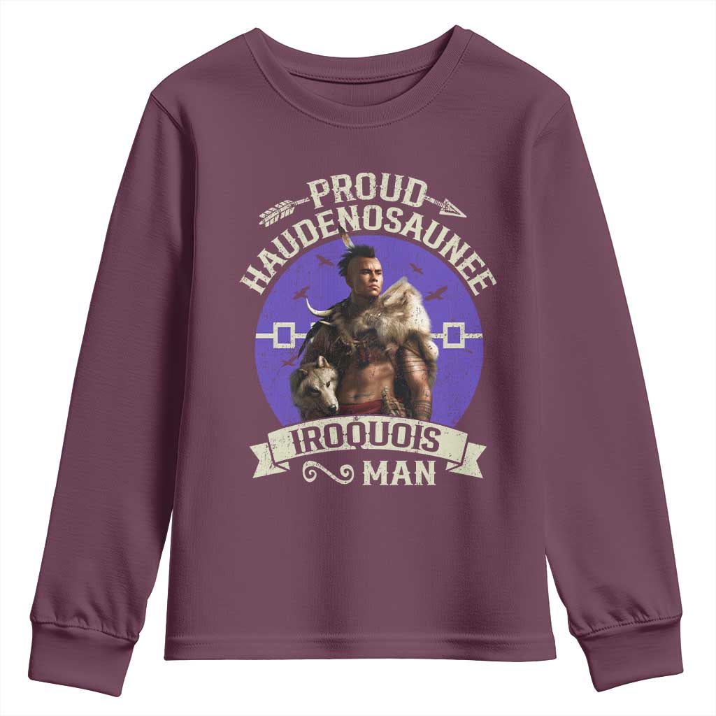 Proud Haudenosaunee Iroquois Man Youth Sweatshirt Mohawk Tribe Native American - Wonder Print Shop