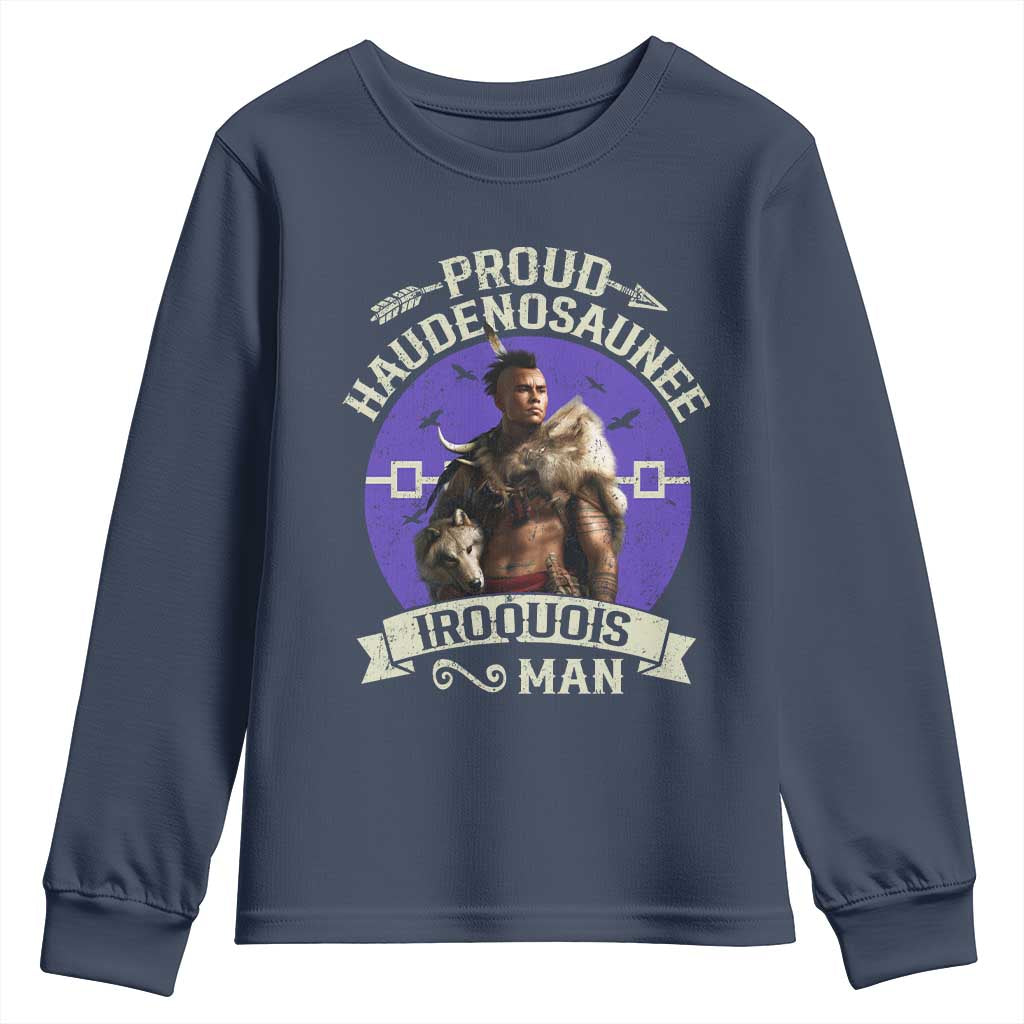 Proud Haudenosaunee Iroquois Man Youth Sweatshirt Mohawk Tribe Native American - Wonder Print Shop