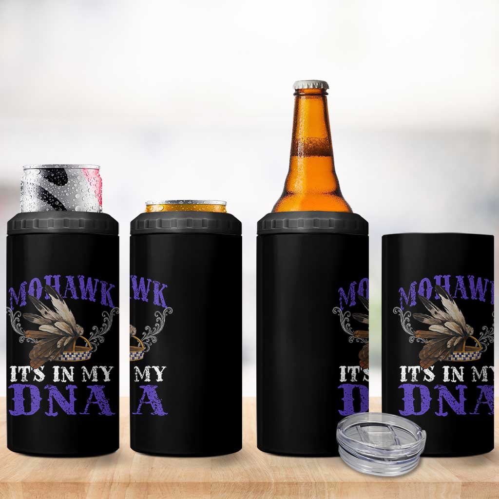 Mohawk It's In My DNA 4 in 1 Can Cooler Tumbler Native American Pride Mohawk Gustoweh - Wonder Print Shop