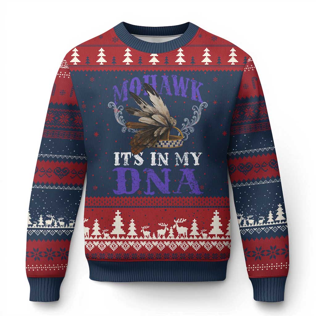Mohawk It's In My DNA Ugly Christmas Sweater Native American Pride Mohawk Gustoweh - Wonder Print Shop