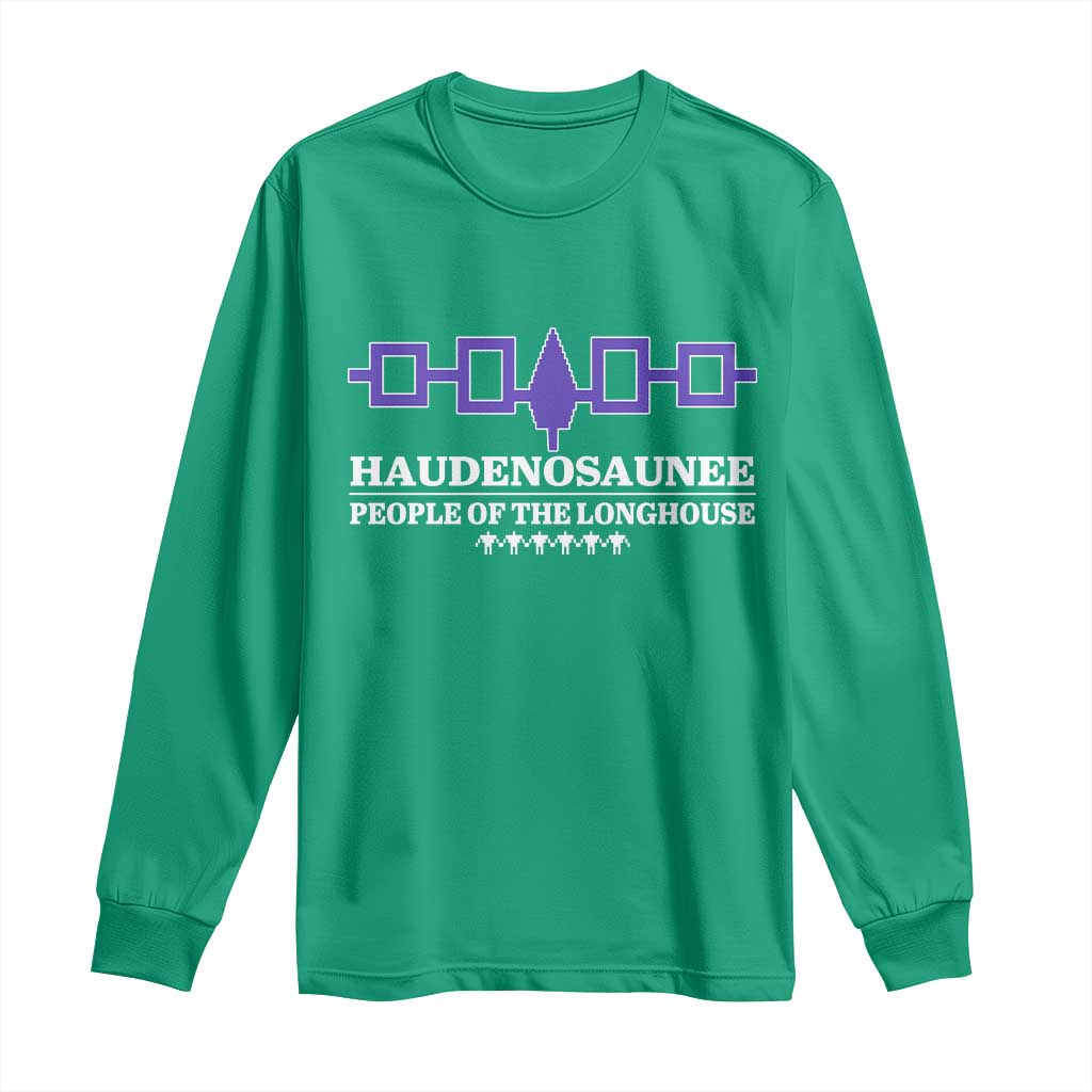 Proud Haudenosaunee Long Sleeve Shirt Iroquois Flag People Of The Longhouse - Wonder Print Shop