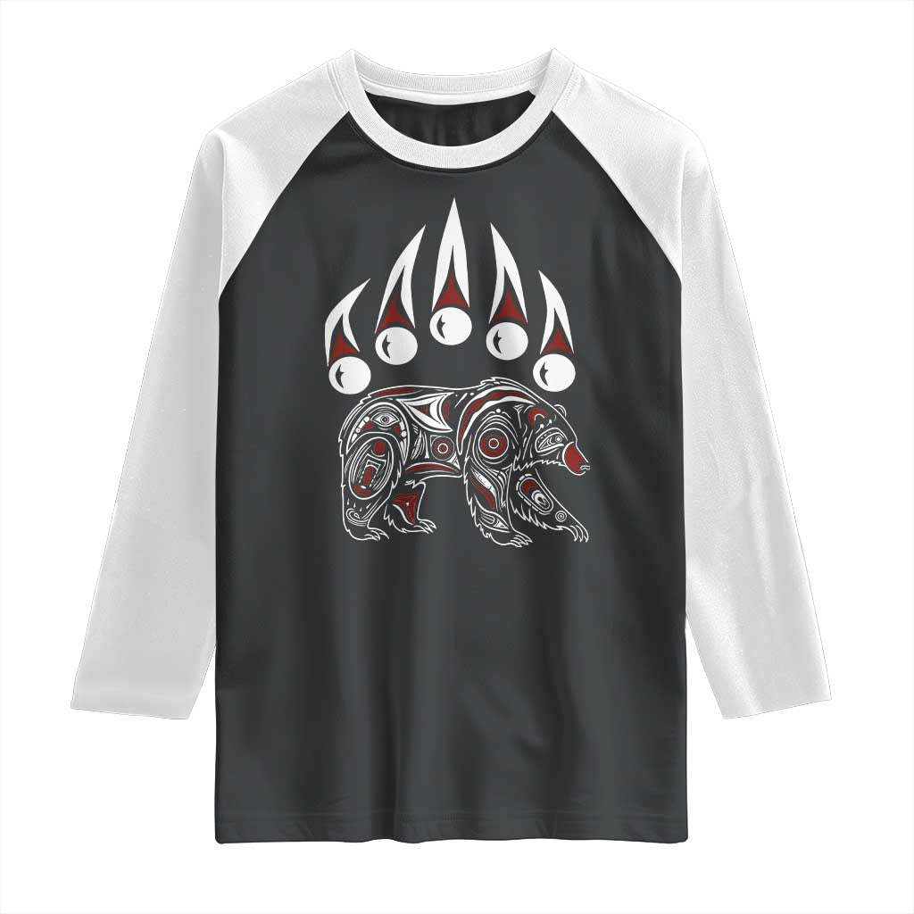 Native American Alaska Grizzly Bear Claw Indian Pride Raglan Shirt - Wonder Print Shop