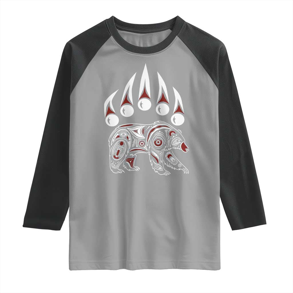 Native American Alaska Grizzly Bear Claw Indian Pride Raglan Shirt - Wonder Print Shop