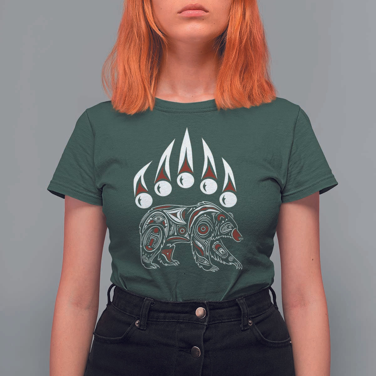 Native American Alaska Grizzly Bear Claw Indian Pride T Shirt For Women - Wonder Print Shop
