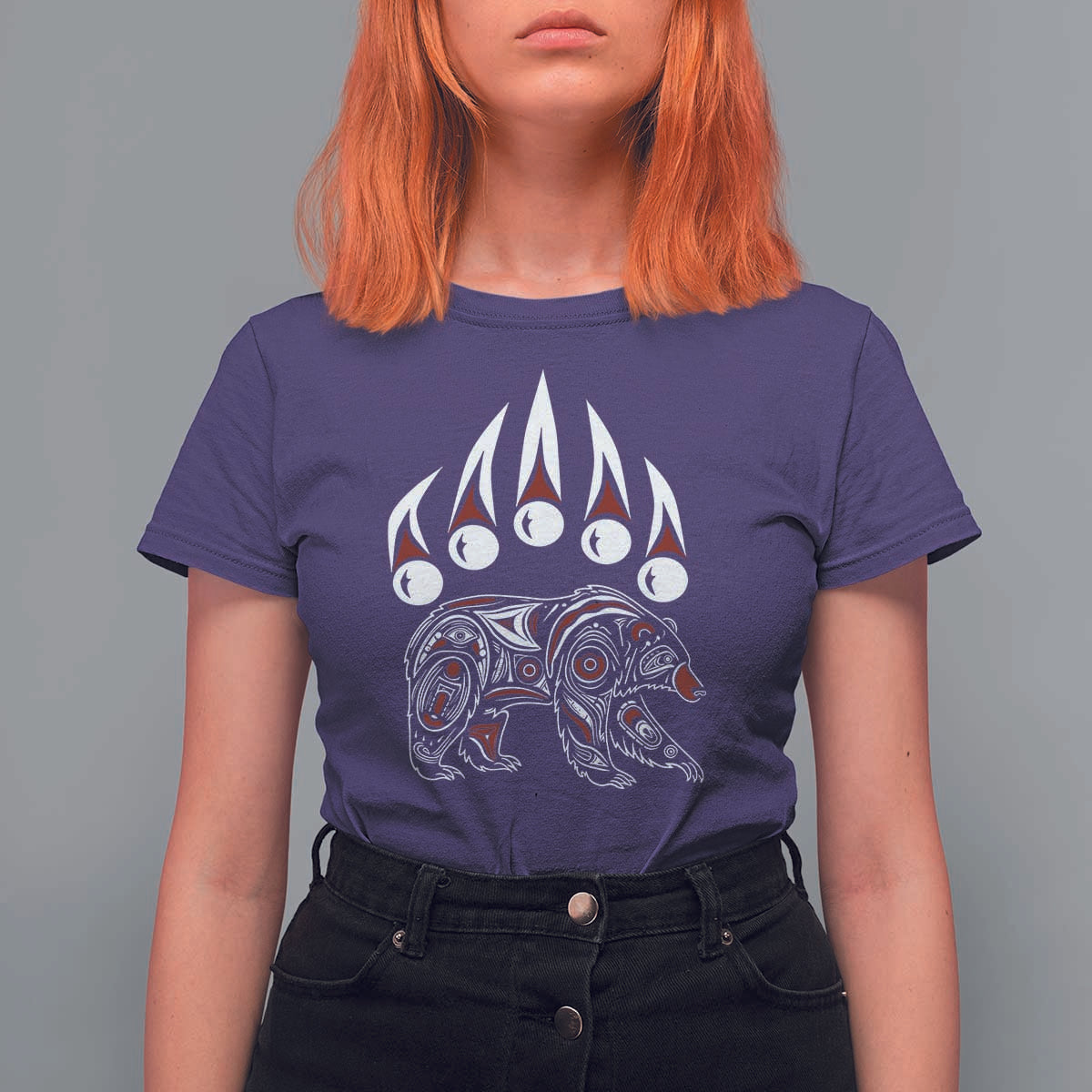 Native American Alaska Grizzly Bear Claw Indian Pride T Shirt For Women - Wonder Print Shop