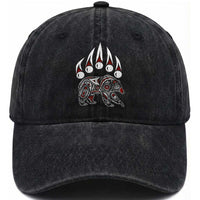 Native American Alaska Grizzly Bear Claw Indian Pride Washed Cotton Baseball Cap