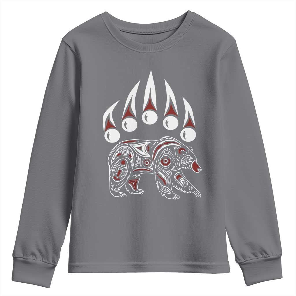 Native American Alaska Grizzly Bear Claw Indian Pride Youth Sweatshirt - Wonder Print Shop