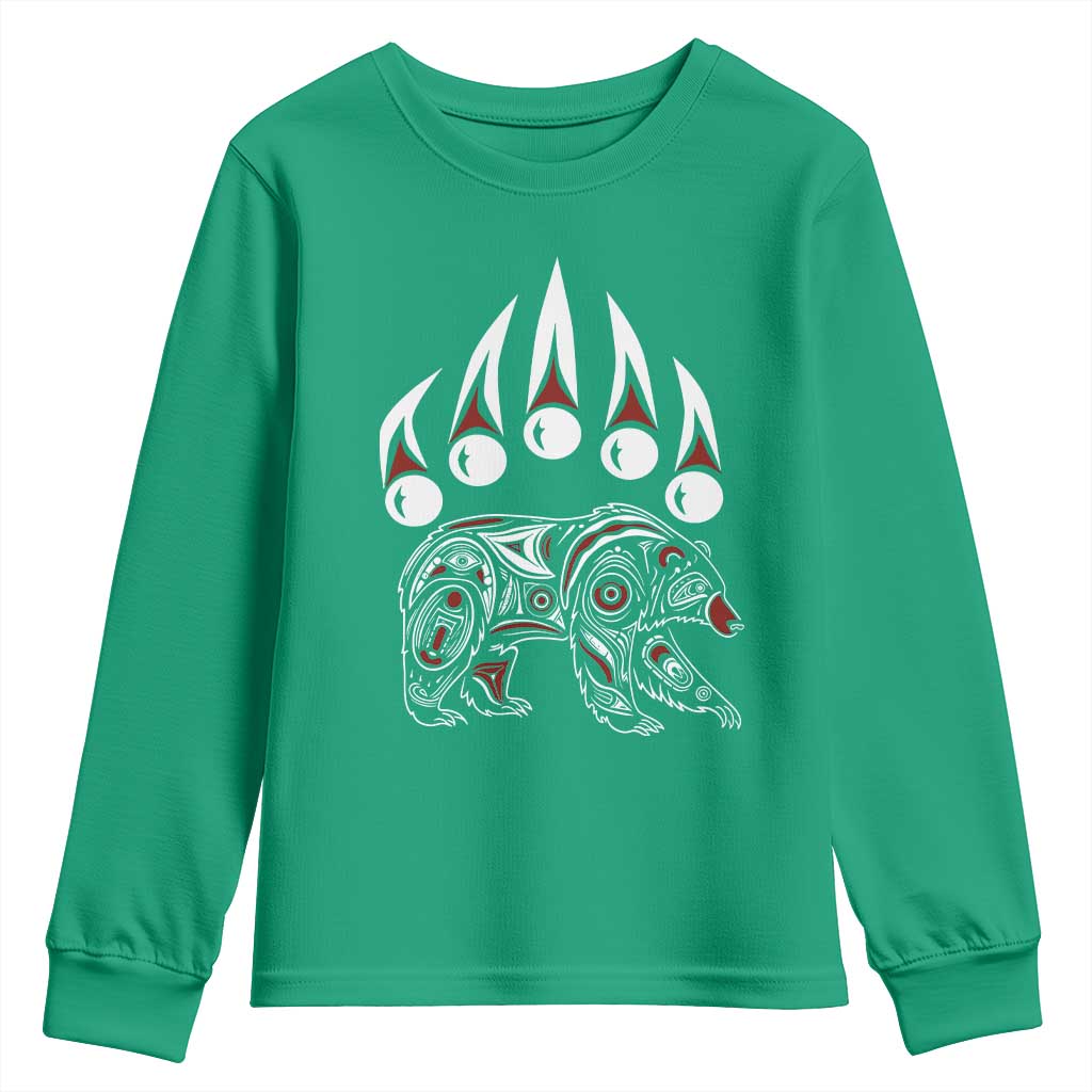 Native American Alaska Grizzly Bear Claw Indian Pride Youth Sweatshirt - Wonder Print Shop
