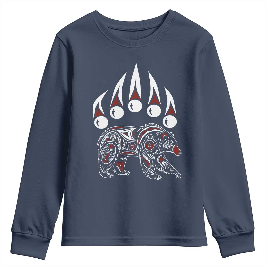 Native American Alaska Grizzly Bear Claw Indian Pride Youth Sweatshirt - Wonder Print Shop