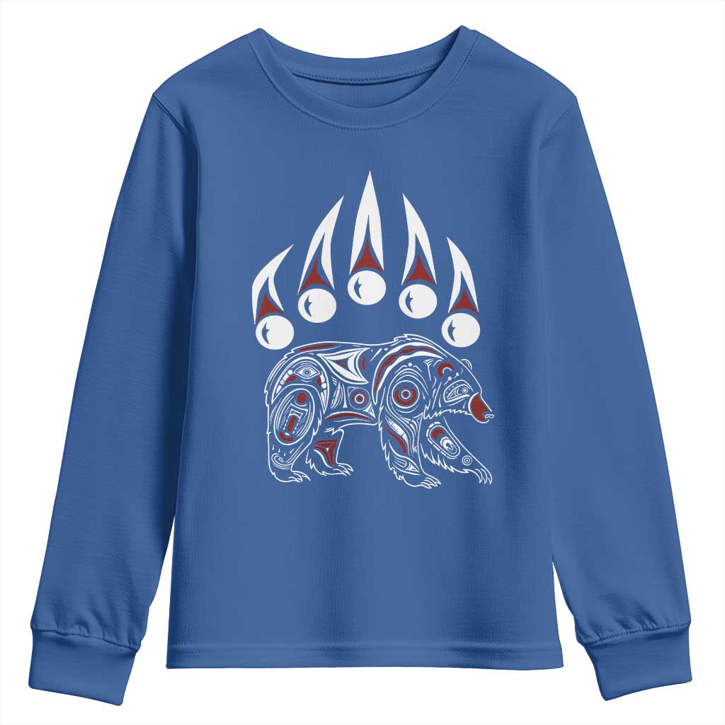 Native American Alaska Grizzly Bear Claw Indian Pride Youth Sweatshirt - Wonder Print Shop