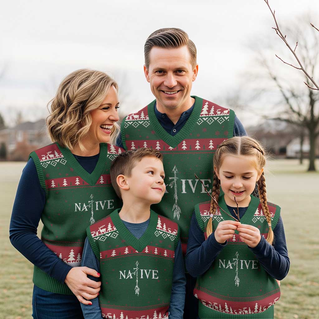 Native American Indian Tomahawk Indigenous Pride V-Neck Knit Sweater Vest - Wonder Print Shop