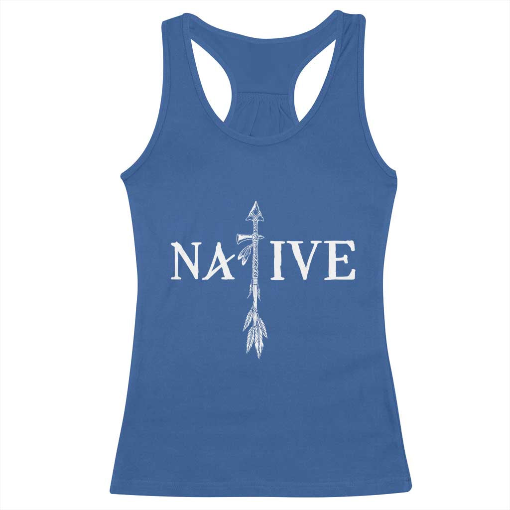 Native American Indian Tomahawk Indigenous Pride Racerback Tank Top - Wonder Print Shop