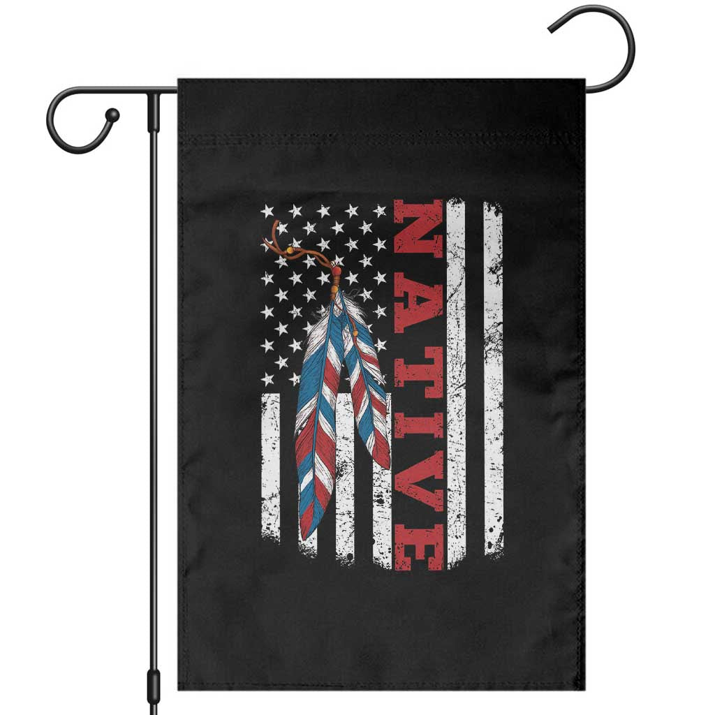 Native American Feathers Vintage USA Flag Garden Flag Proud Indigenous People - Wonder Print Shop