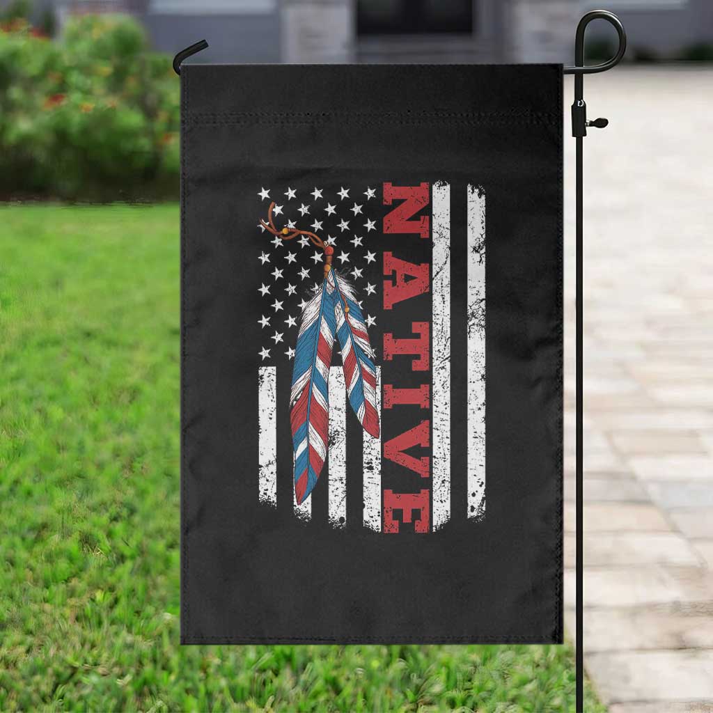 Native American Feathers Vintage USA Flag Garden Flag Proud Indigenous People - Wonder Print Shop
