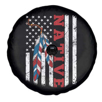 Native American Feathers Vintage USA Flag Spare Tire Cover Proud Indigenous People - Wonder Print Shop