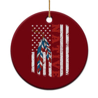 Native American Feathers Vintage USA Flag Ceramic Ornament Proud Indigenous People