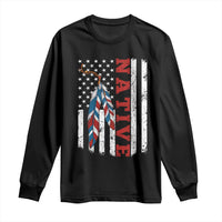 Native American Feathers Vintage USA Flag Long Sleeve Shirt Proud Indigenous People - Wonder Print Shop