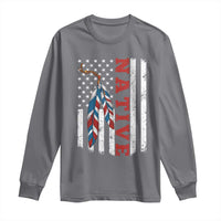 Native American Feathers Vintage USA Flag Long Sleeve Shirt Proud Indigenous People - Wonder Print Shop