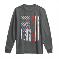 Native American Feathers Vintage USA Flag Long Sleeve Shirt Proud Indigenous People - Wonder Print Shop