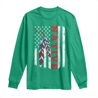 Native American Feathers Vintage USA Flag Long Sleeve Shirt Proud Indigenous People - Wonder Print Shop