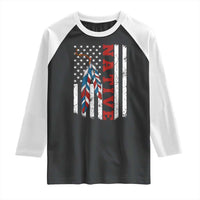 Native American Feathers Vintage USA Flag Raglan Shirt Proud Indigenous People - Wonder Print Shop